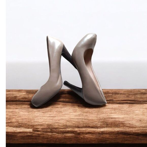 Franco Sarto Platform High Heels Size 7.5M Cicero Taupe Leather Minimalist Pump - Picture 1 of 8